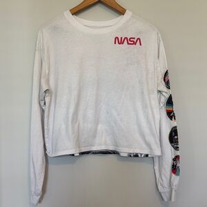 Awake NASA Cropped Long Sleeve Tee Shirt Sz XL